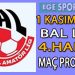 1 KASIM 2025, BAL LİGİ 4.HAFTA MAÇ PROGRAMI