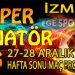 27-28 ARALIK 2025, İZMİR SÜPER AMATÖR’DE HAFTA SONU MAÇ PROGRAMI